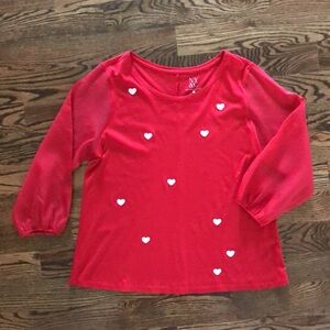 New York & Company Red Heart Patterned Blouse